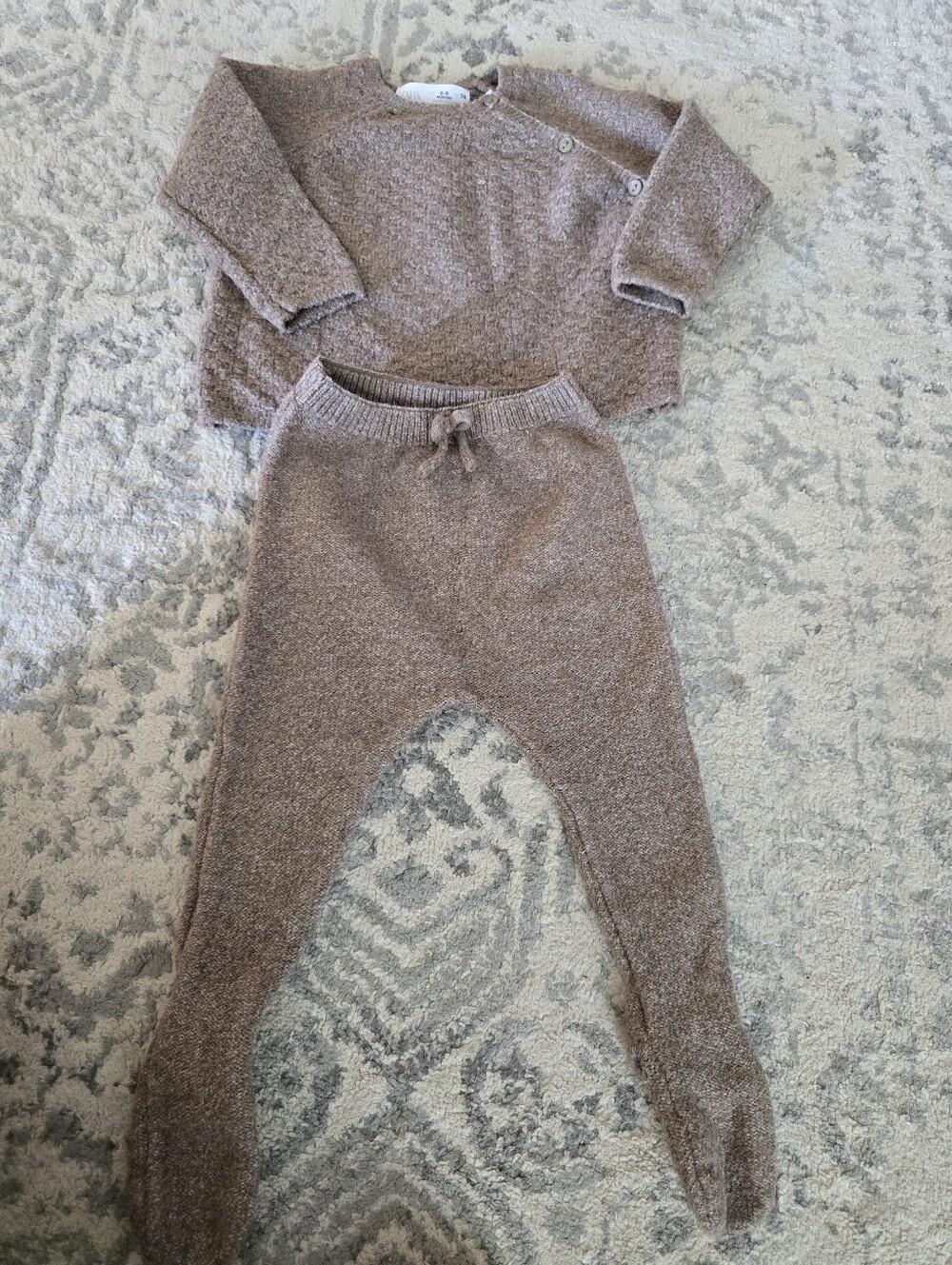 Zara Cozy Knit Baby Set in Brown